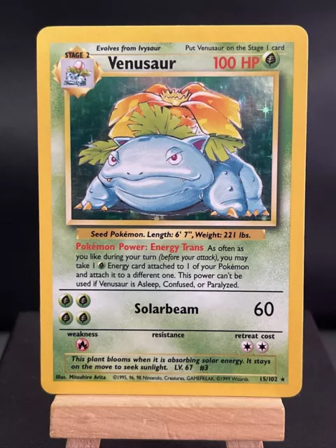 Pokémon Karte Venusaur 15/102 Holo seltenes Basisset WOTC gespielt 5