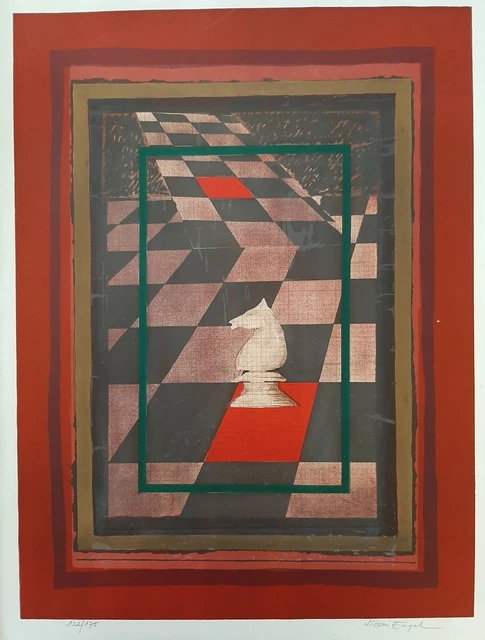 NISSAN ENGEL (1931-2016), Large Lithograph, Chess Series Horse, Signed, 132/175