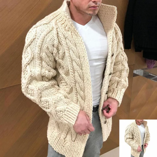 Giacca Da Uomo In Maglione A Maniche Lunghe Cappotto Invernale Casual ☆