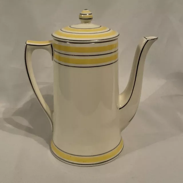 Stunning Vintage/Retro CROWN DUCAL Coffee Pot Yellow White &Silver RARE VGC 19cm