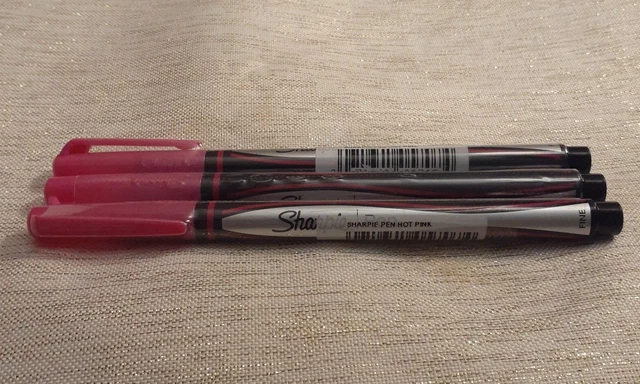 New Sharpie Pen Marker Fine Tip Lot of 3 Hot Pink