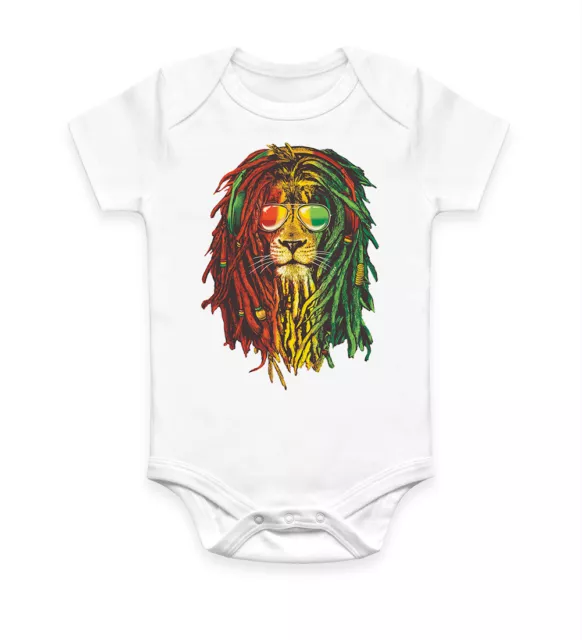 Funny Rasta Lion Baby Grow Bodysuit Baby Suit Vest Ideal Gift Unisex (1729)