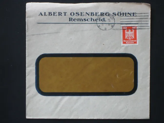 DR Deutsches Reich Beleg Brief EF MiNr 357 Albert Osenberg REMSCHEID 4.6.25
