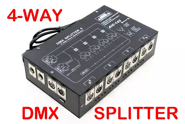 4 Output DMX512 Isolated Stage Control Lighting DMX Splitter Distributor Amp