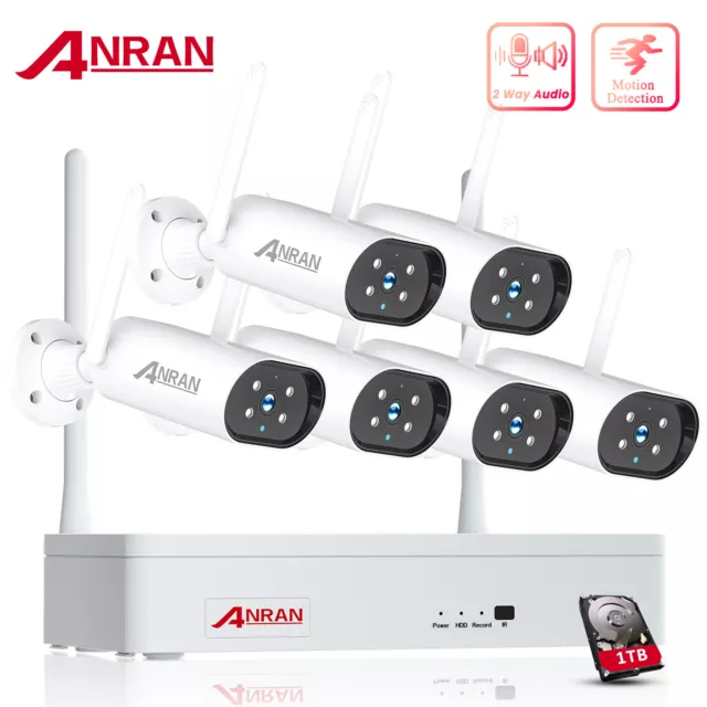 ANRAN Überwachungskamera Set WLAN Audio Funk IP CCTV Kamera System Außen 8CH NVR