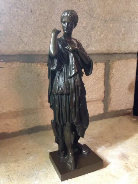 XIXe Bronze Fonte Barbedienne Diane de Gabies Artemis Sculpture Statue A.Collas