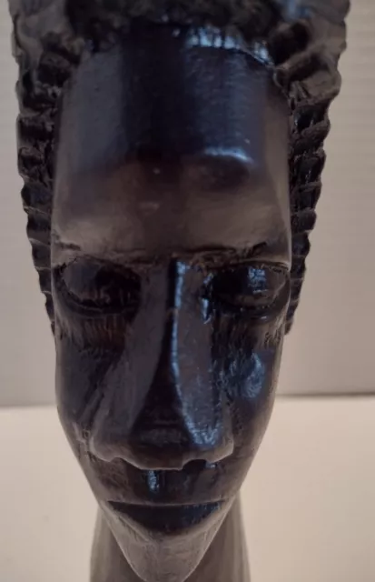 Carved Wood African Male Bust Sculpture Painted 8 inches high