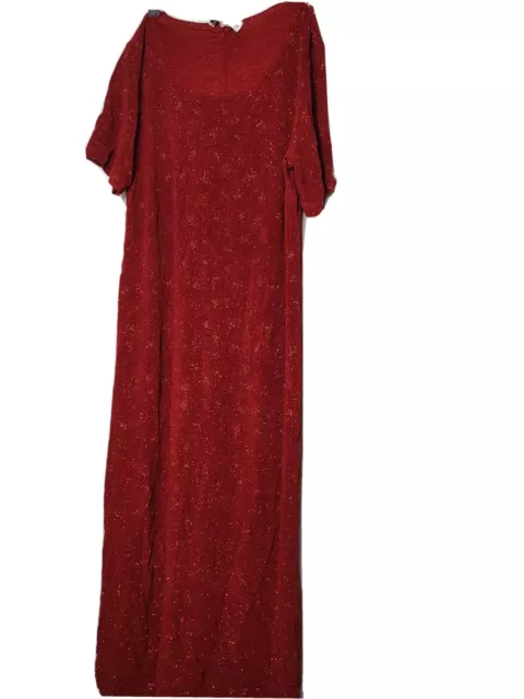 Vintage Long Dress Gown Red Sparkle 22W Made in USA 80s 90s Ronni Nicole II