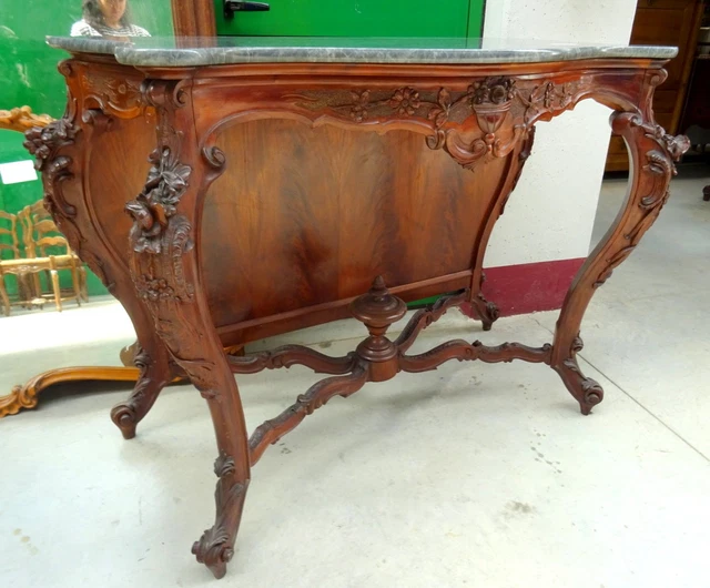 Importante consolle genovese '800 scolpita fronte 128 cm mogano