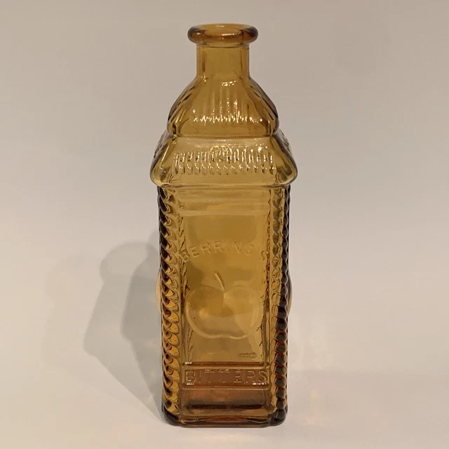 Vintage Wheaton Berrings Apple Bitters Amber Embossed Glass Bottle 9.5”