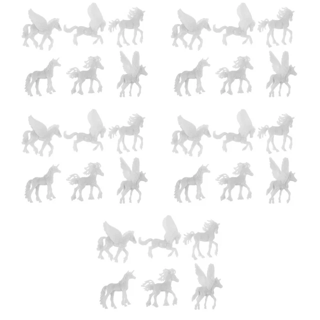 30 pz modello animale Abs modello disegno animale figure unicorno incompiute bianco