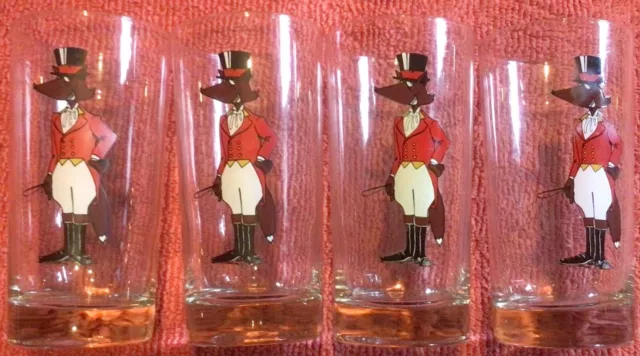 Fox Hunt Hunting Reynard The Fox Tumbler Glasses Set of Four