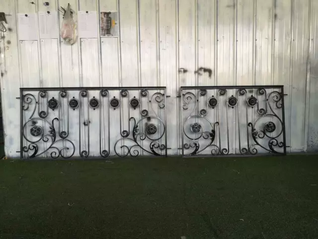 Beautiful Wrought Iron Art Nouveau Fence And Gate Panels - Anip1