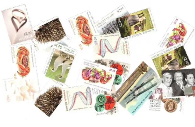 Postage stamps Australia $2.20 x 20 full gum free registered post, SAVE costs
