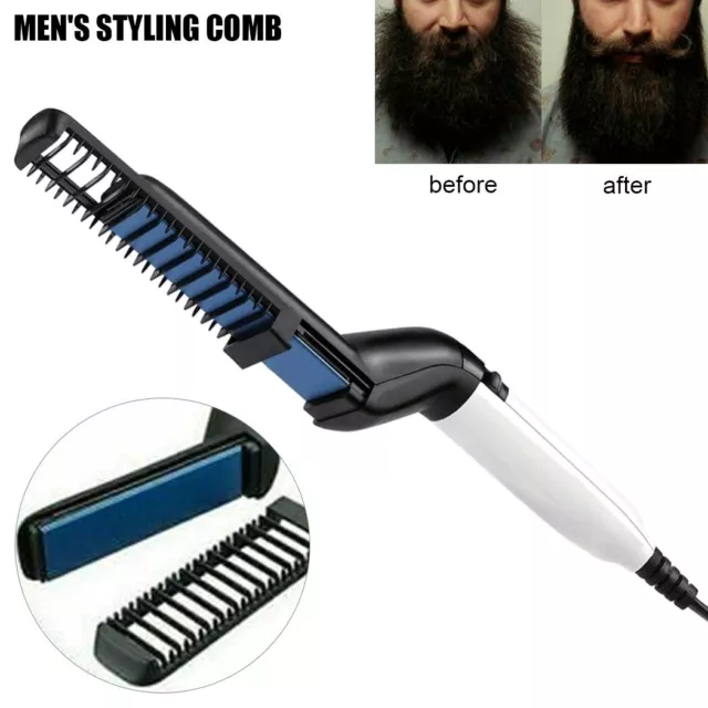 Men Quick Beard Straightener Hair Styler Multifunctional Comb Curler Show Cap