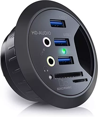 CSL - USB 3.2 Desk Hub - Passacavo da tavolo - Hub da incasso con lettore di ...