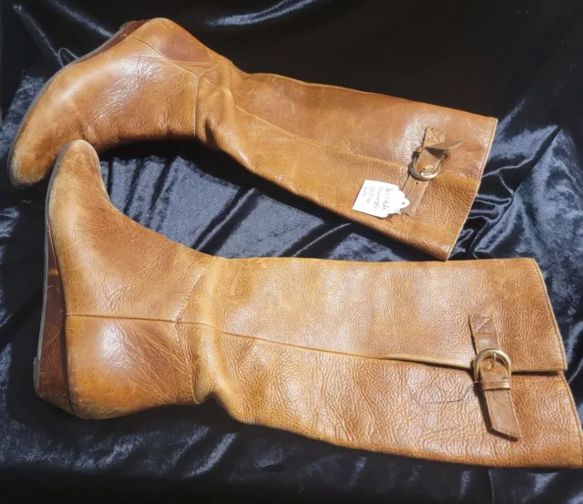 Steven By Steve Madden Intyce Brown Leather Wedge Heel Fashion Boots Size 6.5 M