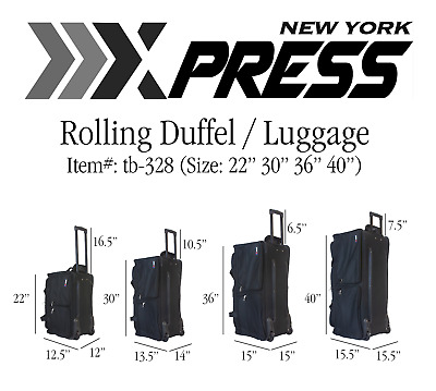 22" 30" 36" 40" Polyester Rolling Duffle Bag Travel Wheeled Luggage Suitcase