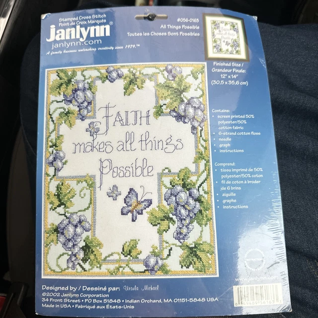 VINTAGE JANLYNN STAMPED Cross Stitch Gather The Lamb Religious Easter