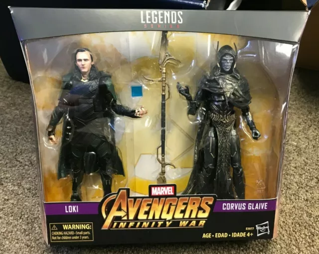 MCU Marvel Legends 6" Corvus Glaive + Loki Avengers Infinity War commande noire neuf