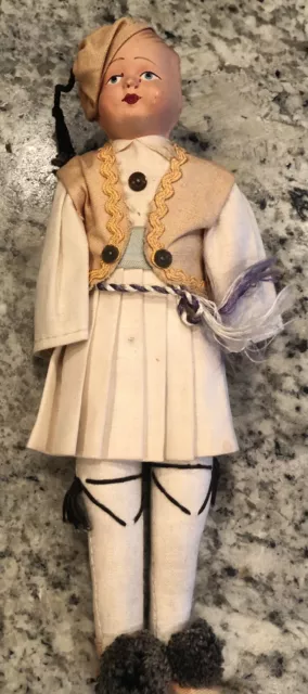 Greek Evzone Doll Antique 1940’s  Greece