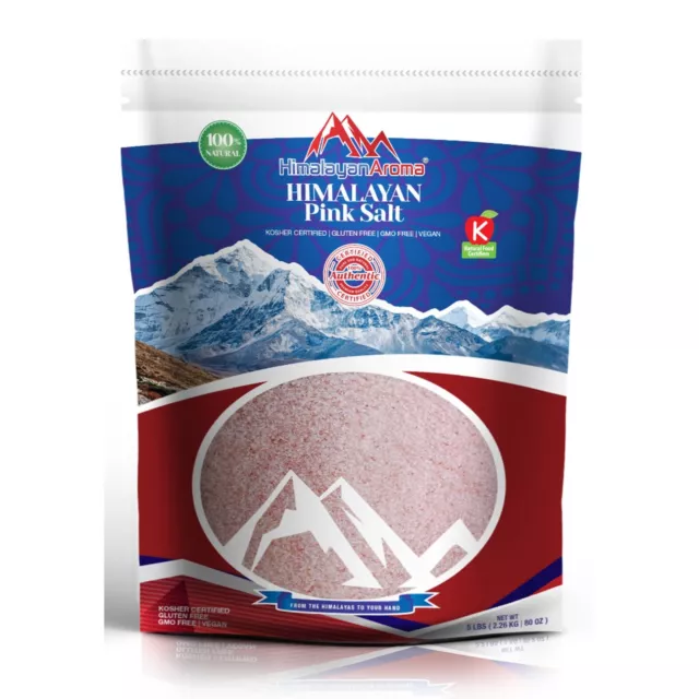 5 LB, Organic Himalayan Pink Salt, Seal Salt, Extra Fine Grain, Packaged in USA