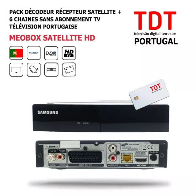 Pack Décodeur Récepteur Satellite MeoBox HD Télévision Portugaise Par SAT