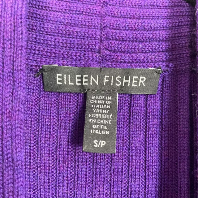 Eileen fisher purple open drape cardigan merino wool lagenlook 2