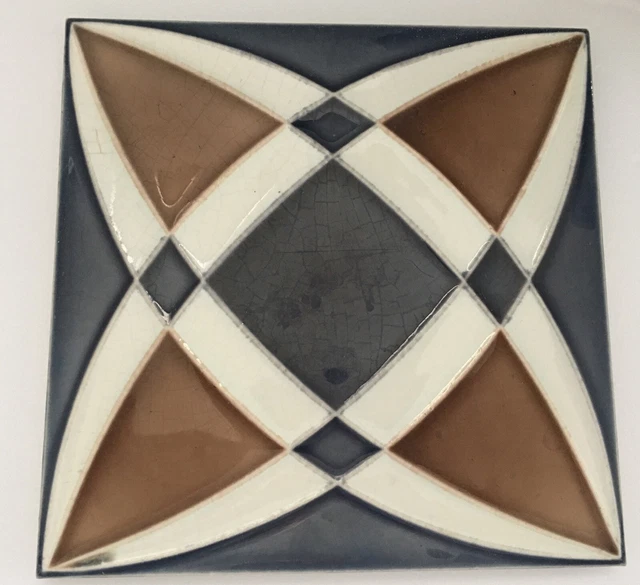 ° Geometric RARE SERVAIS Art Nouveau Tile Secessionist Carreau Jugendstil FLIESE 3