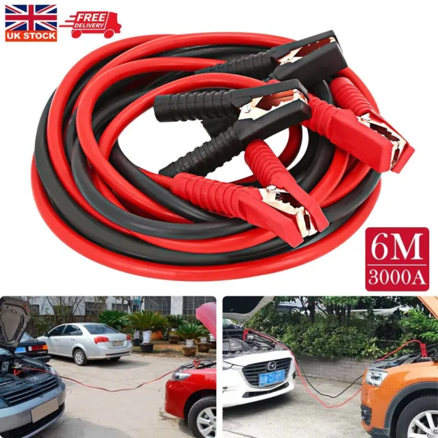 Heavy duty extra 6 metre trade 3000amp car van truck jump leads booster cables