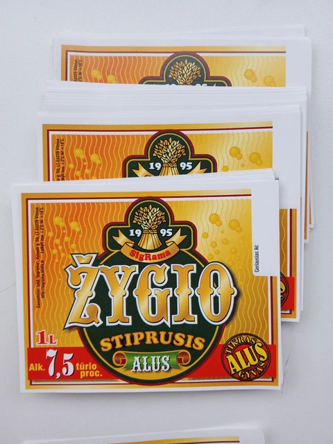 50 ZYGIO STIPRUSIS Beer Labels 1 Liter - Lithuania