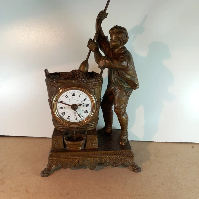 Pendule D'époque 19e Siècle – Angelot Musicien – Horloge De Bureau Ancienne (état D'usage)