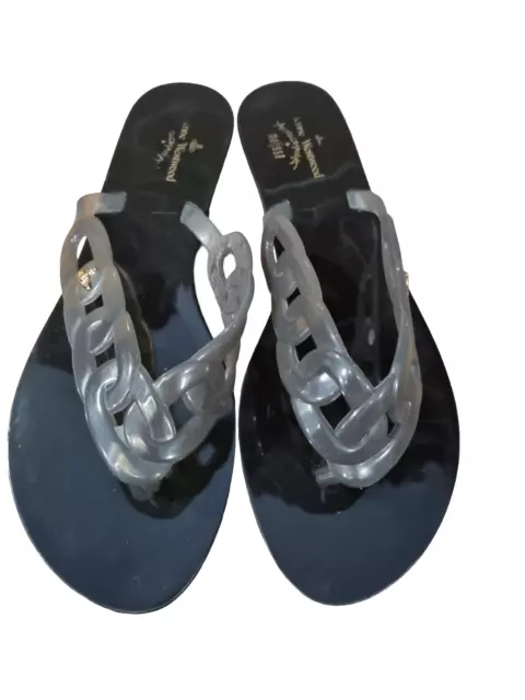 VIVIENNE WESTWOOD ANGLOMANIA Melissa Black Grey Flip Flops Sandals