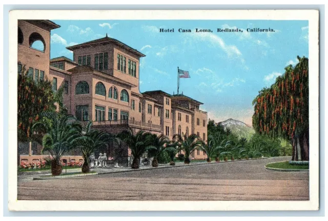 c1920 Hotel Casa Loma & Restaurant Guests Building Redlands California Postcard