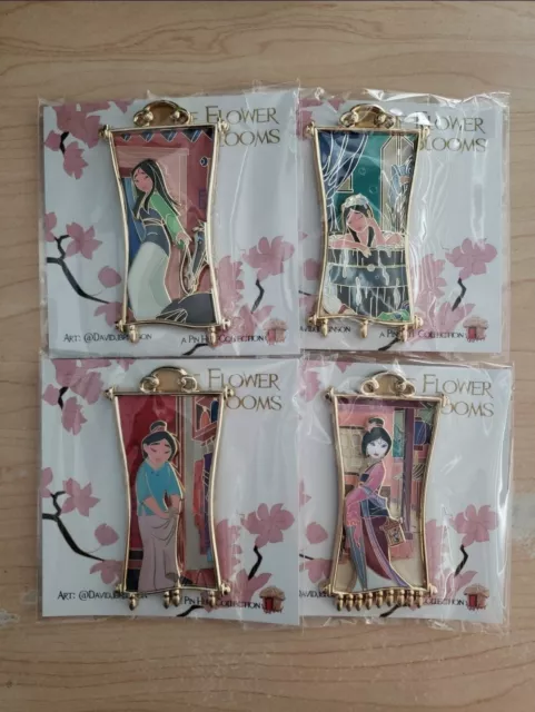 Mulan Flower Blooms Fantasy Pin Set LE75 thepinhut