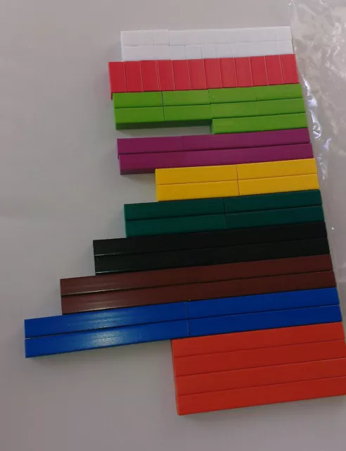 Cuisenaire type rods  (A new pack of 74 plastic rods for maths teaching/learning