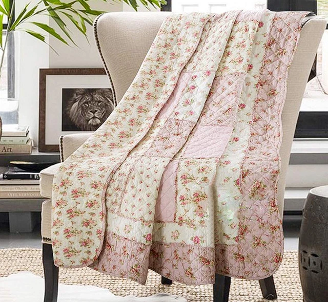 Vivilineneu Couvre Lit Matelassé Dessus de Couverture 150*200, Rosé