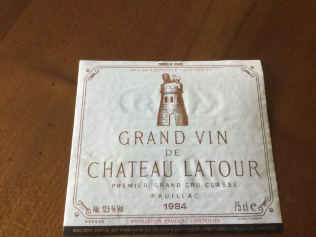 Etiquette Grand Vin De Chateau Latour, 1984