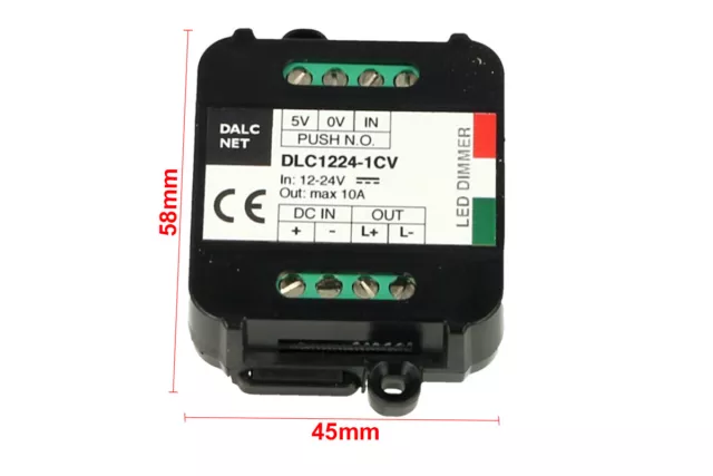 Dalcnet Easy Led Fader Dimmer Driver 12V 24V 10A Con Pulsante N.O. Push DLC1224-