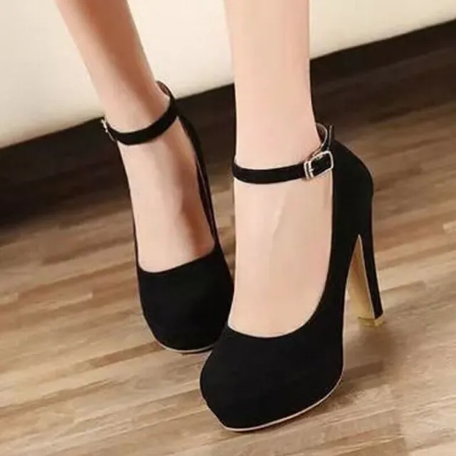 Women's High Heels Platform Ankle Strap Buckle Shoes Mary Jane Ladies Pumps Size