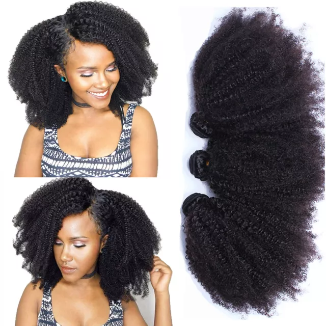 Mongolian Kinky Curly 100% Virgin Human Hair Extensions 4B African American Hair