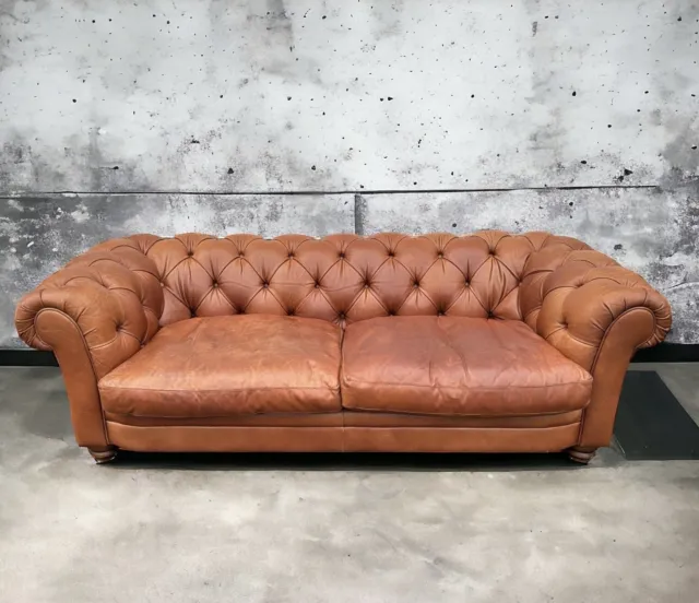 Tetrad Chesterfield Tan Leather 3 Seater Sofa