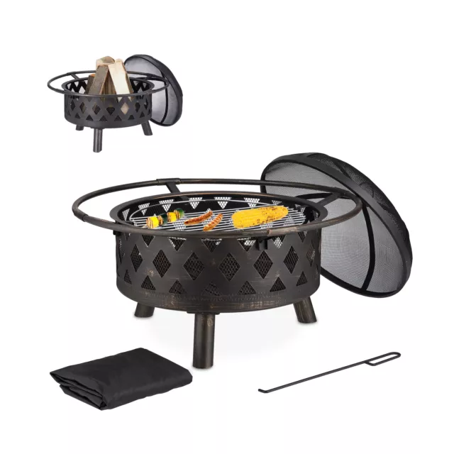 Brasero Corbeille de feu Barbecue brasero Feu pour jardin Bronze antique