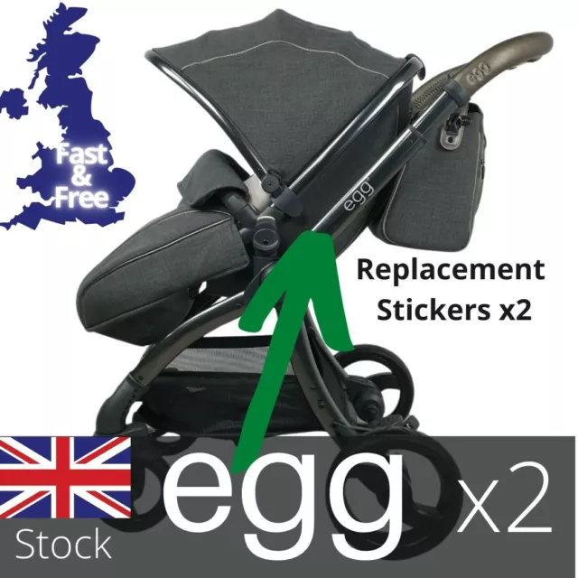 2x Egg Pram Stroller Replacement Stickers EGG LOGO Pushchair Egg by BabyStyle