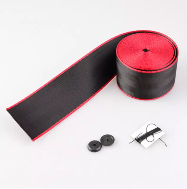 Double Color Black/Red 3.6m Seat Belt Polyester Webbing Safety Strip Fit For Car