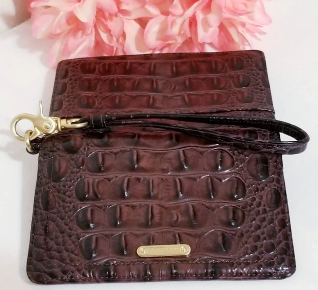 BRAHMIN DEBRA BROWN MELBOURNE LEATHER Croc Embossed WRISTLET WALLET