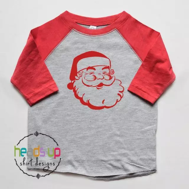 Santa Shirt Christmas Boy or Girl Toddler Baby Kid Trendy Xmas PJ Tee Trendy