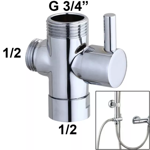 G1/2" 3 Wege Dusche Umschaltventil Umstellventil Duschkopf Ventil für Bad WC DE