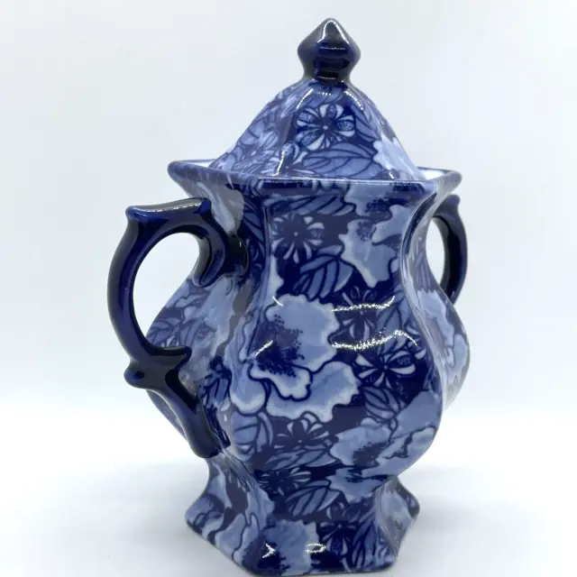 Orientalische zweigriffige dunkelblaue Keramik Ingwer Glas Urne Vase Topf Ornament Dekor 6
