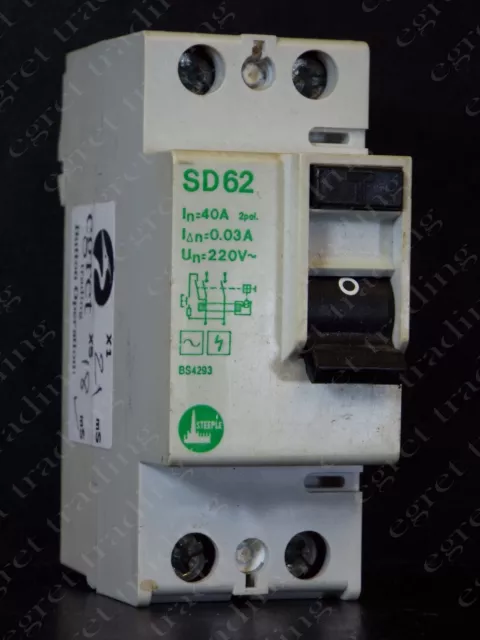 Steeple 40A 30mA RCD RCCB Circuit Breaker SD62 BS 4293 - TESTED